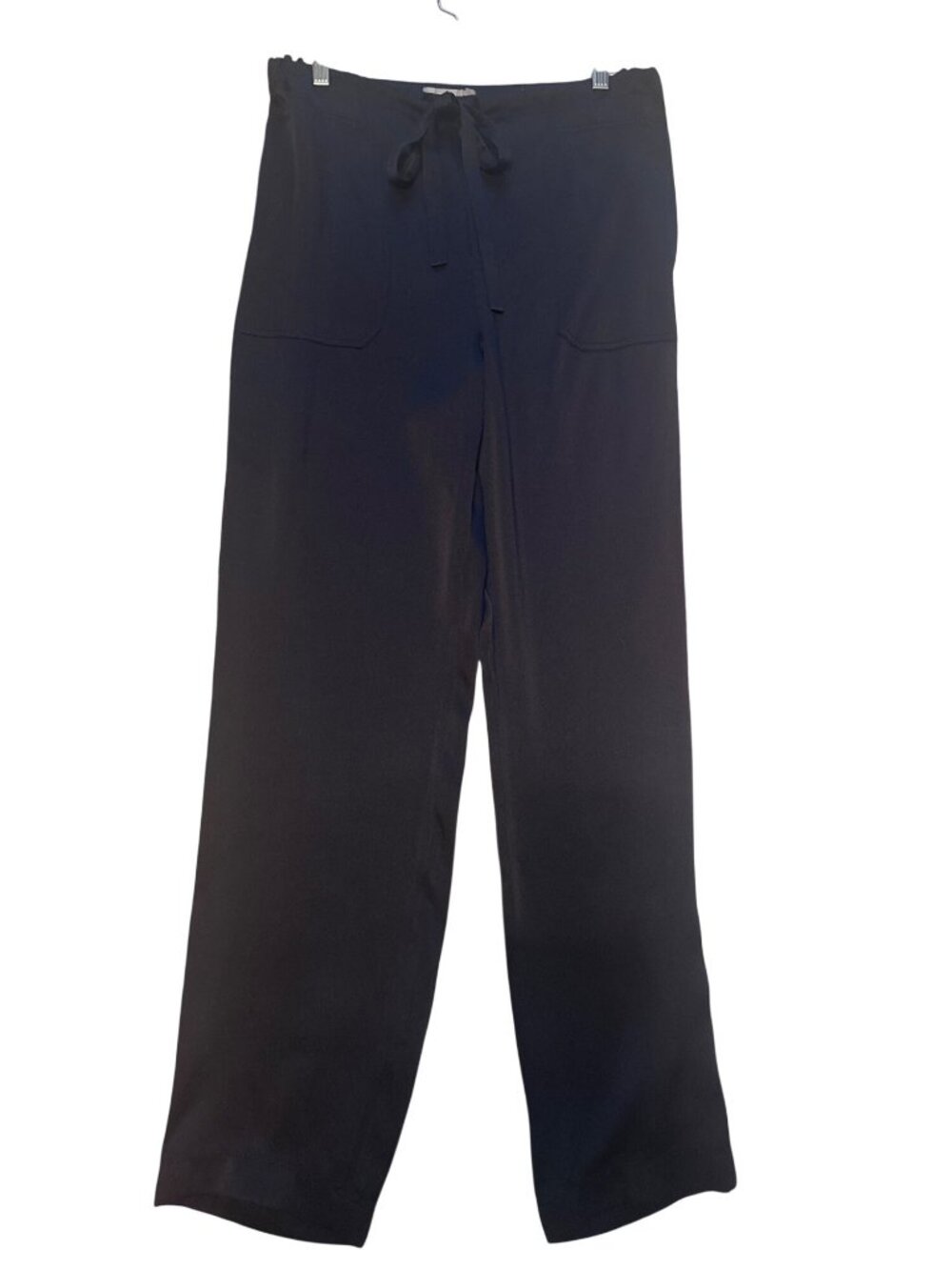 Vince Navy Satin Drawstring Pants Size M Italian Fabric Luxe Minimalist Y2K Vibe